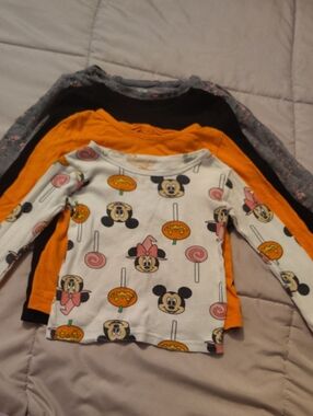 Lot Of 4 Long-Sleeve Tee's- Disney, Carter's, Cat & Jack & Old Navy